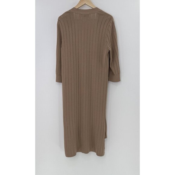 Joseph Ribkoff Studded Brown Bride Cover-Up Duster Cardigan Sz L‎ Preppy Coastal - Picture 3 of 10